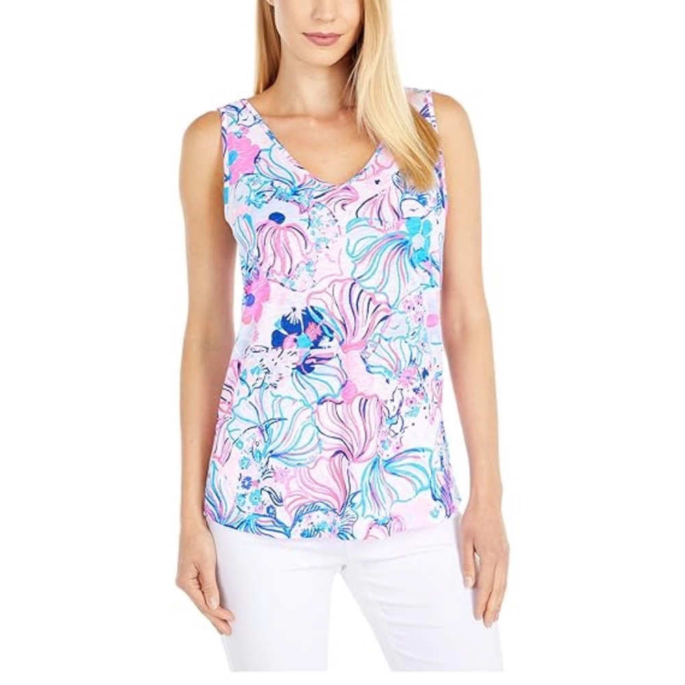 Lilly Pulitzer Pink and Blue Floral Tank Top